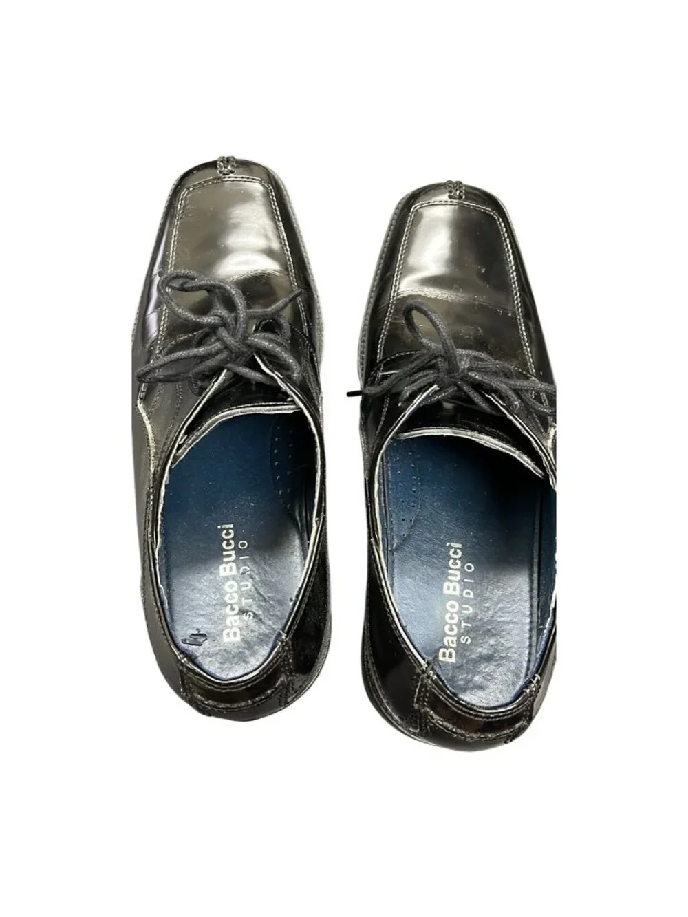 Bacco Bucci mens black leather square toe oxford dress shoes sz 9.5 SKU 10-663